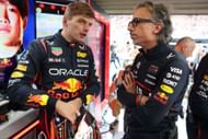 Max Verstappen and Laurent Mekies at the Belgian Grand Prix - Source: Getty